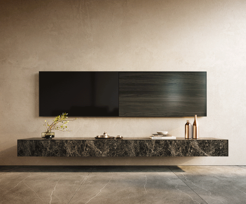 Floating TV Stand Cuor 250cm Ceramic Emperador Extra Lucidato 1 Flap Door 1 Drawer