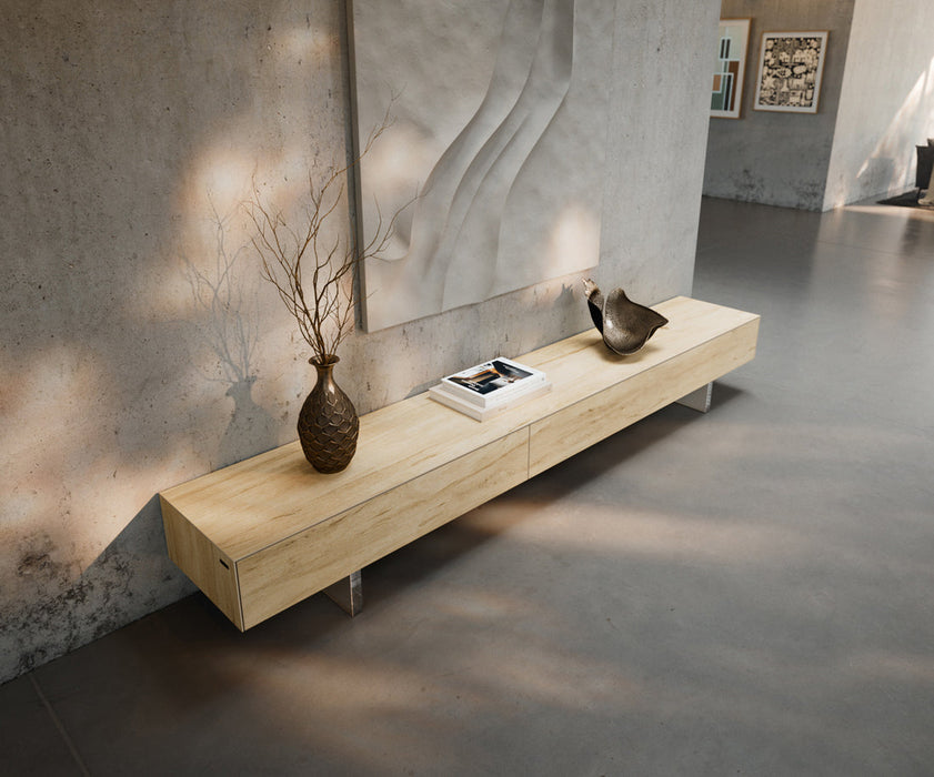 TV Stand Cuor 250cm Ceramic Sabbia Oak 1 Flap Door 1 Drawer Acryl Feet