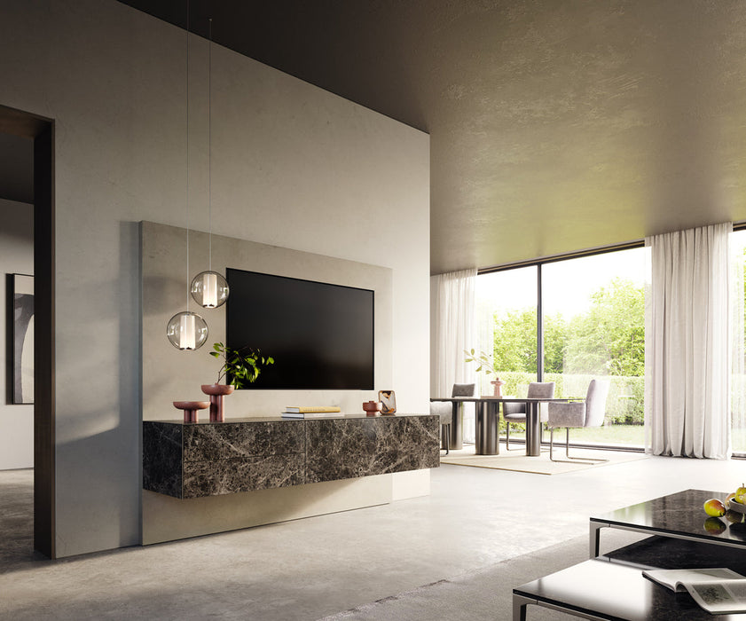 Floating TV Stand Cuor 180cm Ceramic Emperador Extra Lucidato 1 Flap Door 2 Drawers