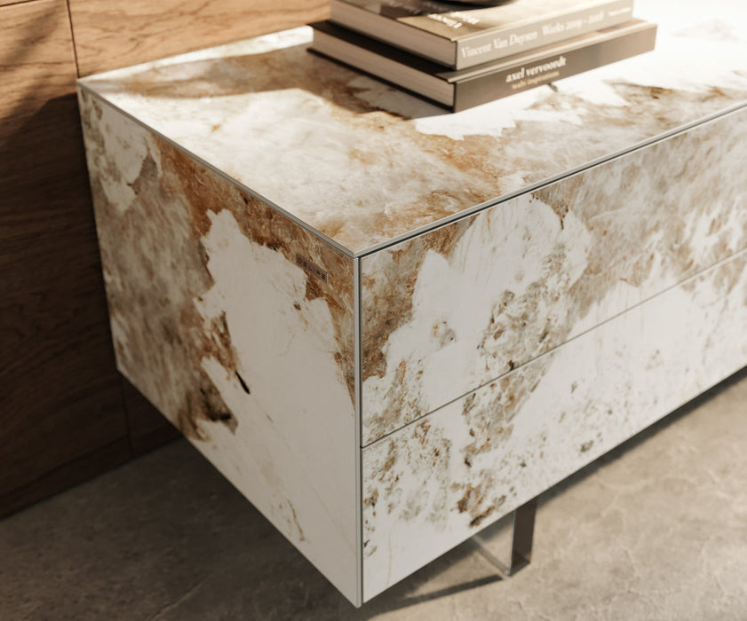 TV Stand Cuor 180cm Ceramic Minas Melange 1 Flap Door 2 Drawers Acryl Feet