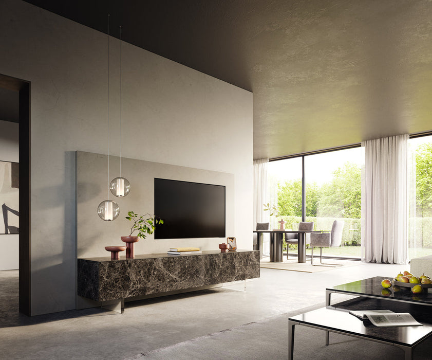 TV Stand Cuor 220cm Ceramic Emperador Extra Lucidato 1 Flap Door 2 Drawers Acryl Feet