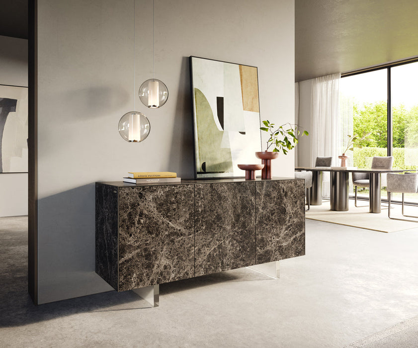 Sideboard Cuor 150cm Ceramic Emperador Extra Lucidato 3 Doors Acryl Feet
