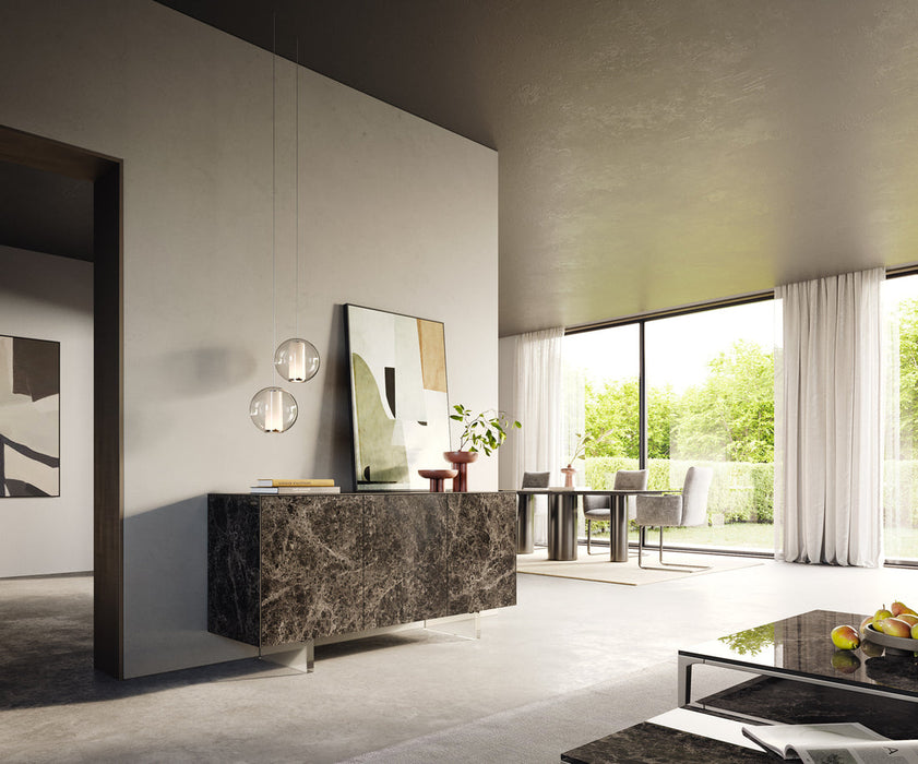 Sideboard Cuor 150cm Ceramic Emperador Extra Lucidato 3 Doors Acryl Feet