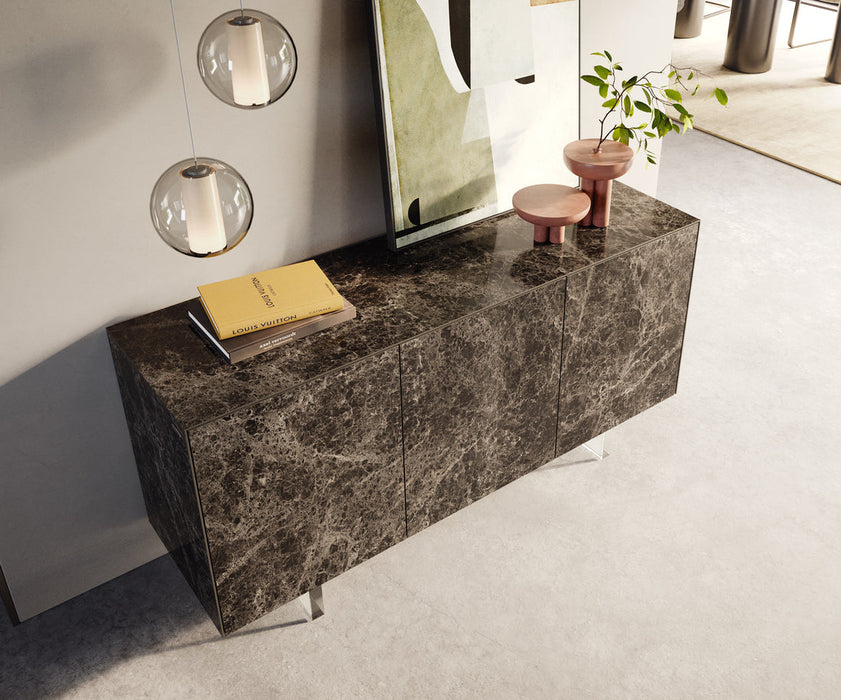 Sideboard Cuor 150cm Ceramic Emperador Extra Lucidato 3 Doors Acryl Feet