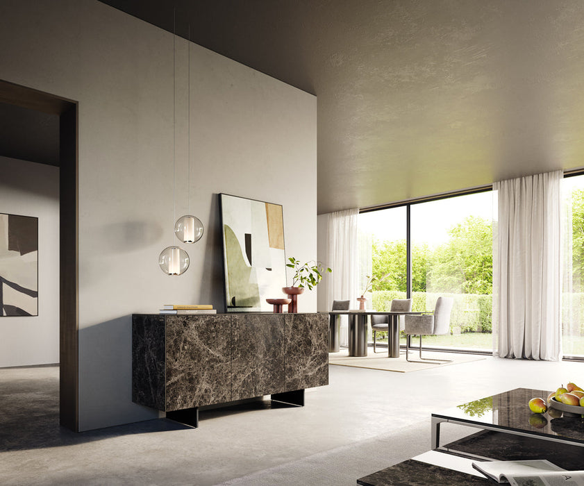 Sideboard Cuor 150cm Ceramic Emperador Extra Lucidato 3 Doors Narrow Feet Black