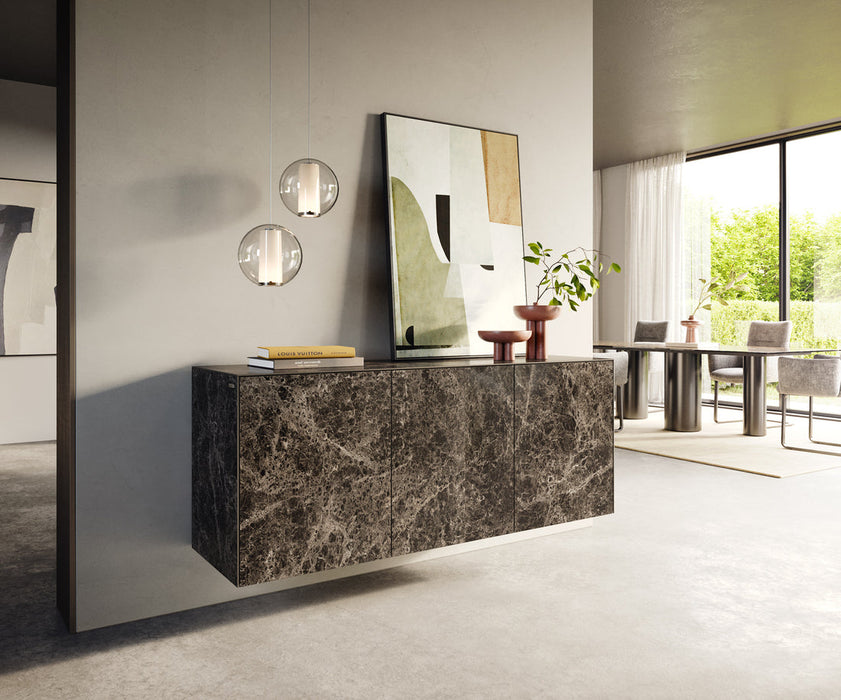 Floating Sideboard Cuor 150cm Ceramic Emperador Extra Lucidato 3 Doors