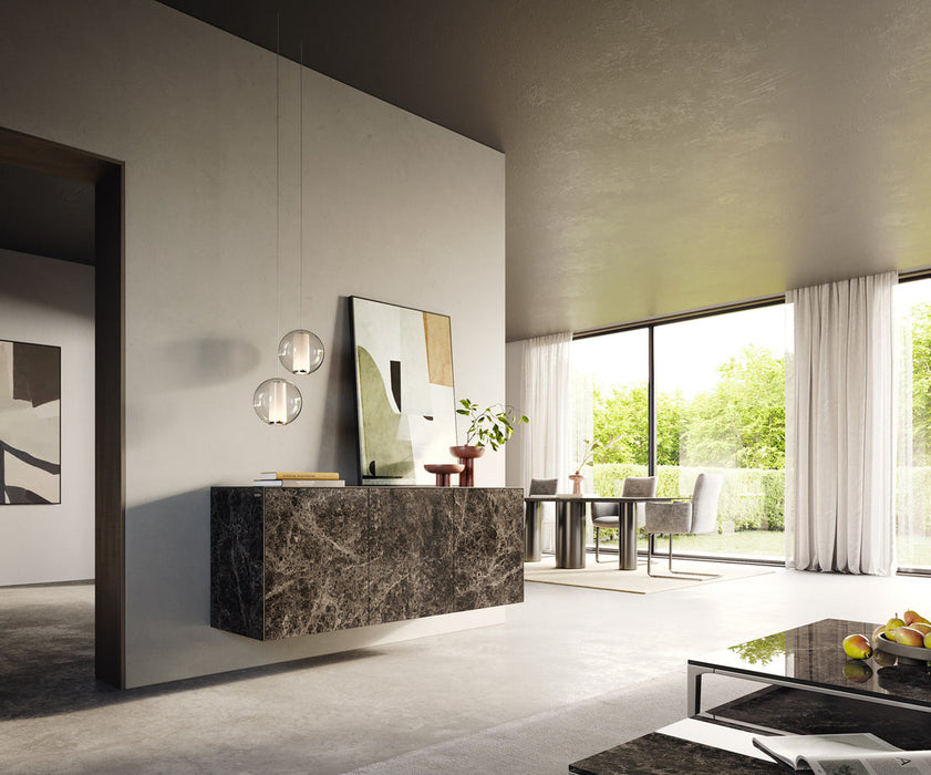 Floating Sideboard Cuor 150cm Ceramic Emperador Extra Lucidato 3 Doors