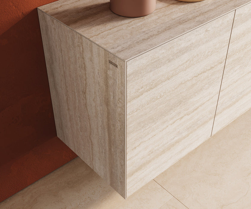 Floating Sideboard Cuor 150cm Ceramic Travertino Bianco 3 Doors
