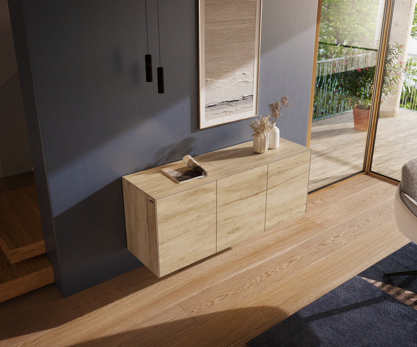 Floating Sideboard Cuor 150cm Ceramic Sabbia Oak 3 Doors