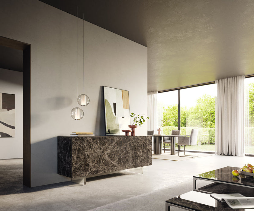 Sideboard Cuor 180cm Ceramic Emperador Extra Lucidato 2 Doors 3 Drawers Acryl Feet