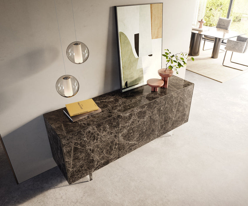 Sideboard Cuor 180cm Ceramic Emperador Extra Lucidato 2 Doors 3 Drawers Acryl Feet