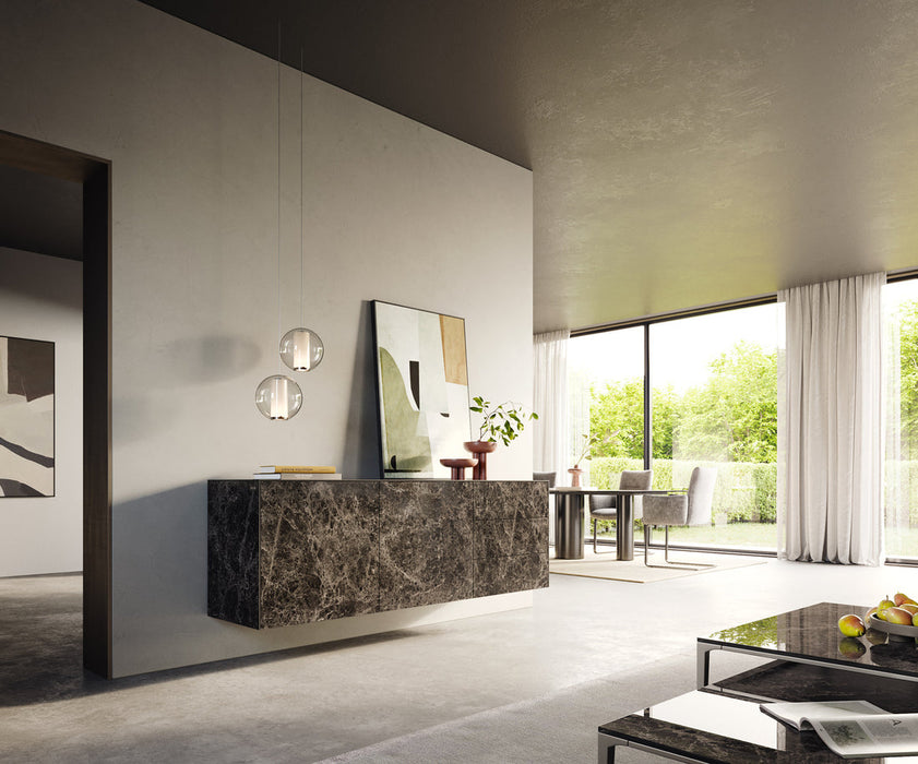 Floating Sideboard Cuor 180cm Ceramic Emperador Extra Lucidato 2 Doors 3 Drawers