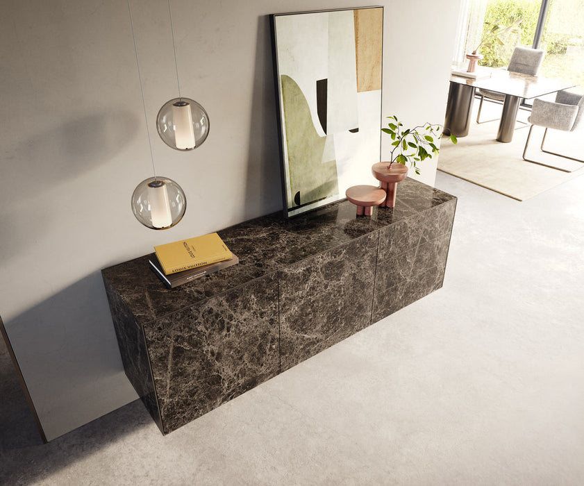 Floating Sideboard Cuor 180cm Ceramic Emperador Extra Lucidato 2 Doors 3 Drawers