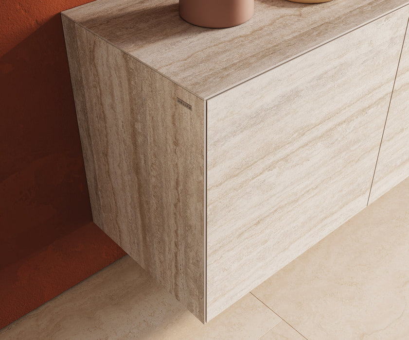 Floating Sideboard Cuor 180cm Ceramic Travertino Bianco 2 Doors 3 Drawers