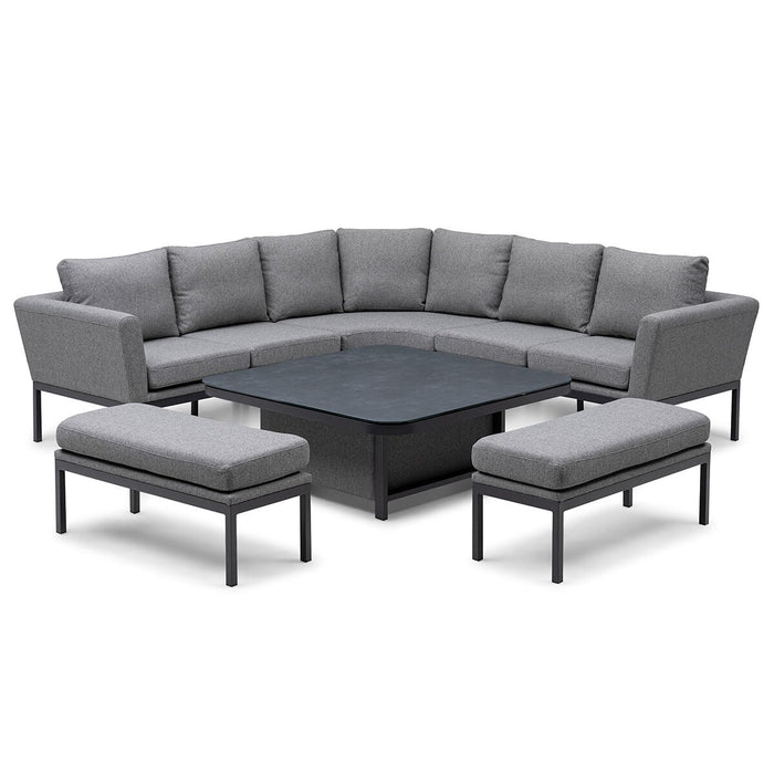 Outdoor Fabric Pulse Deluxe Square Corner Dining Set with Rising Table
