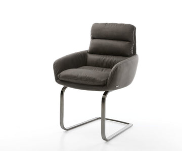 Dining Chair Abelia Microfiber Anthracite Vintage Cantilever Flat Base Graphite