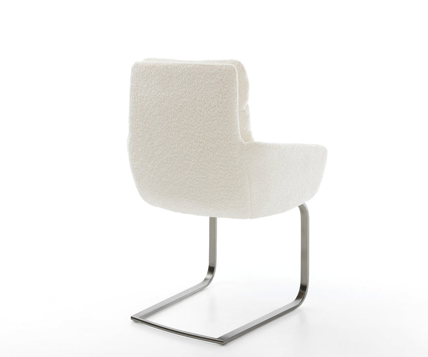 Dining Chair Abelia Bouclé White Cantilever Flat Base Graphite