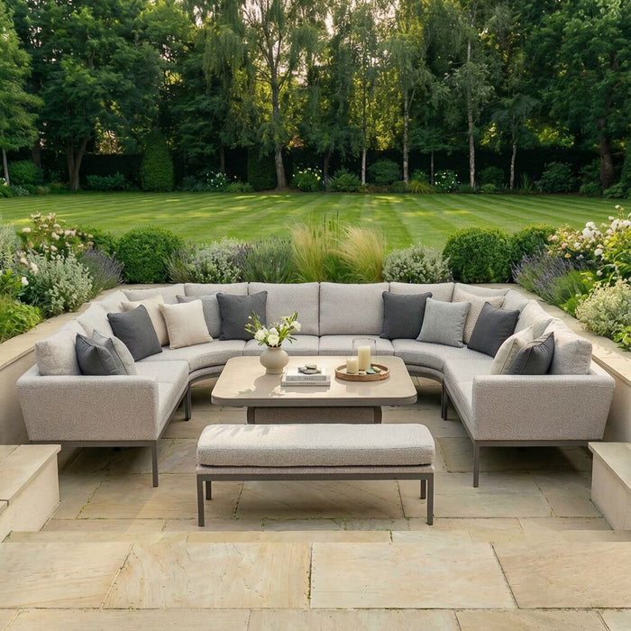 Outdoor Fabric Pulse U Shape Corner Dining Set with Rising Table
