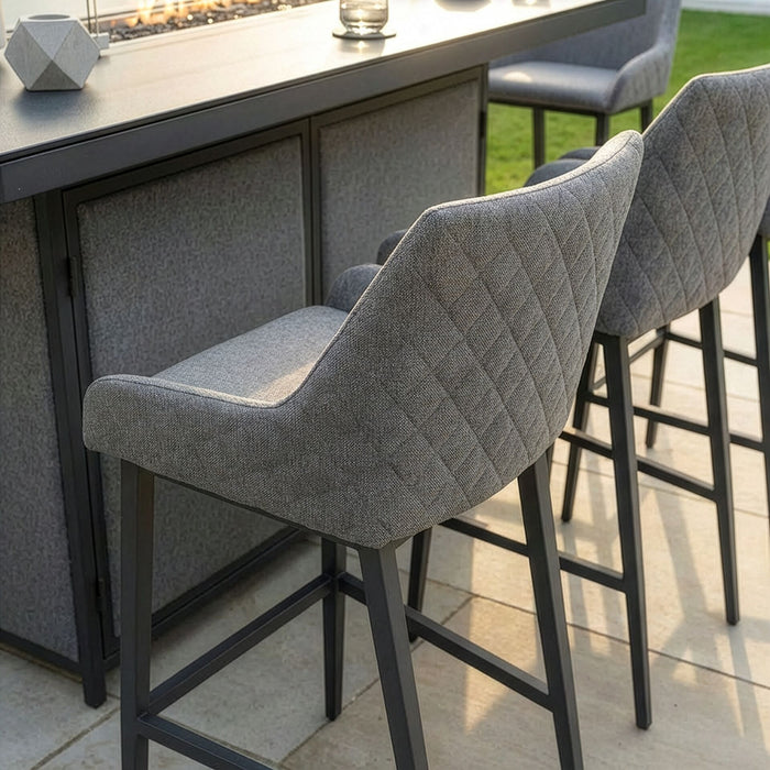Outdoor Fabric Regal 8 Seat Rectangular Bar Set with Fire Pit Table