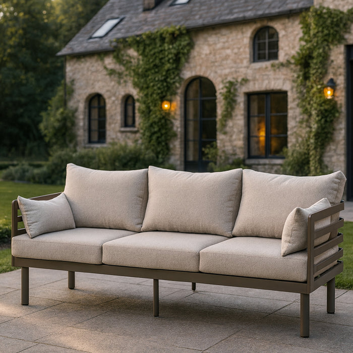 Metro Aluminium 3 Seat Garden Sofa - CafÃ© Almond