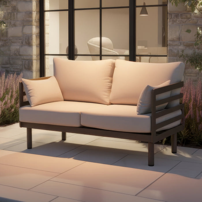 Metro Aluminium 2 Seat Garden Sofa - CafÃ© Almond