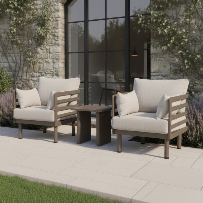 Metro Aluminium Garden Lounge Set with Square Coffee Table - CafÃ© Almond
