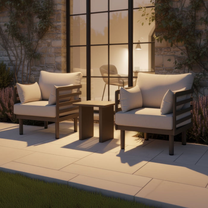 Metro Aluminium Garden Lounge Set with Square Coffee Table - Caf Almond