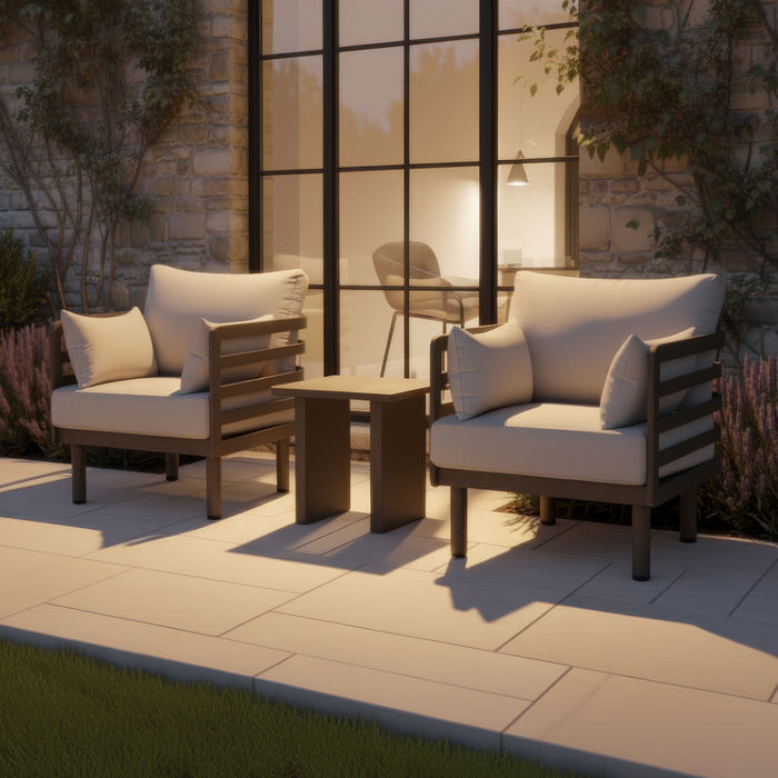 Metro Aluminium Garden Lounge Set with Square Coffee Table - Caf Almond