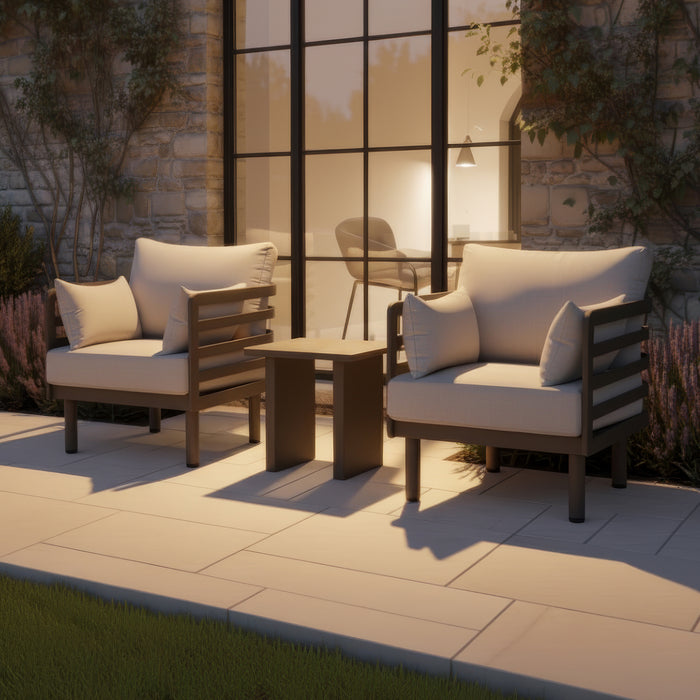Metro Aluminium Garden Lounge Set with Square Coffee Table - CafÃ© Almond