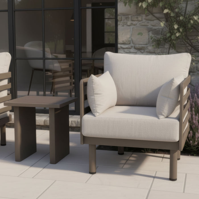 Metro Aluminium Garden Lounge Set with Square Coffee Table - Caf Almond