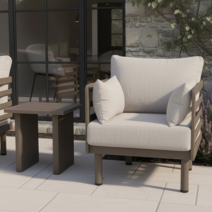 Metro Aluminium Garden Lounge Set with Square Coffee Table - CafÃ© Almond