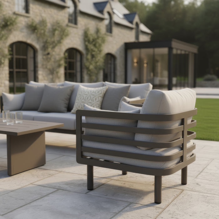 Metro Aluminium Garden Lounge Set with Square Coffee Table - CafÃ© Almond