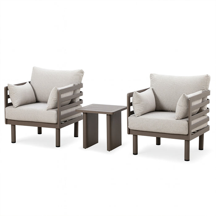 Metro Aluminium Garden Lounge Set with Square Coffee Table - CafÃ© Almond