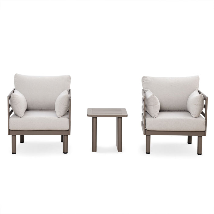 Metro Aluminium Garden Lounge Set with Square Coffee Table - Caf Almond