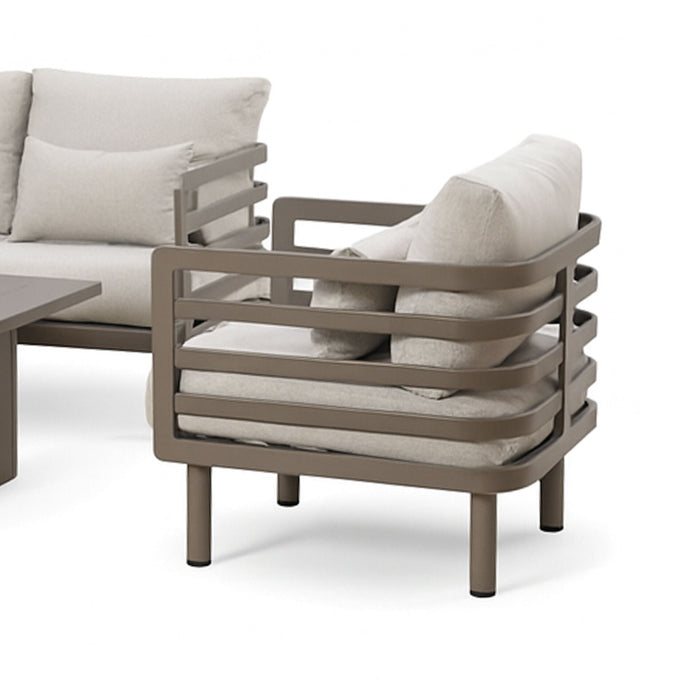 Metro Aluminium Garden Lounge Set with Square Coffee Table - Caf Almond