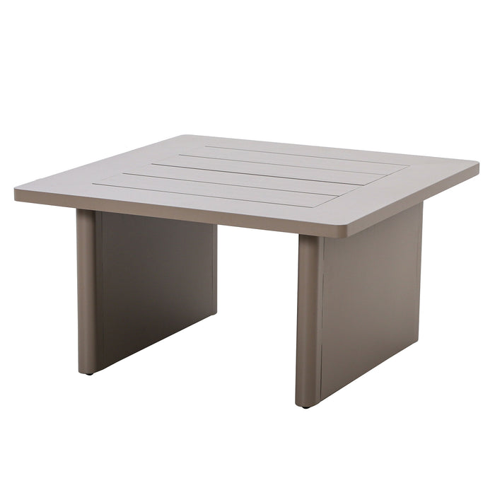 Metro Aluminium 2 Seat Garden Sofa Set with Rectangular Coffee Table - Caf Almond