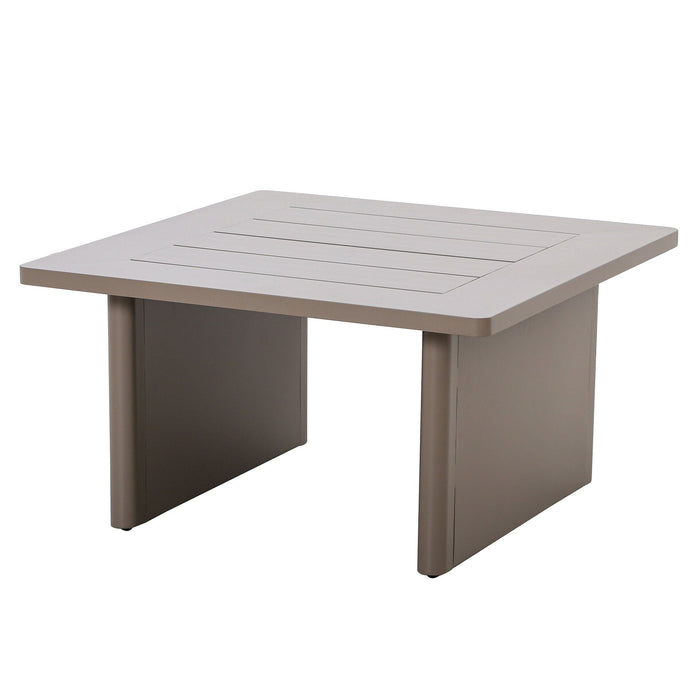 Metro Aluminium 2 Seat Garden Sofa Set with Rectangular Coffee Table - Caf Almond