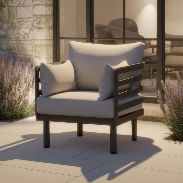 Metro Aluminium 3 Seat Garden Sofa Set with Armchairs & Rectangular Coffee Table - Caf Almond