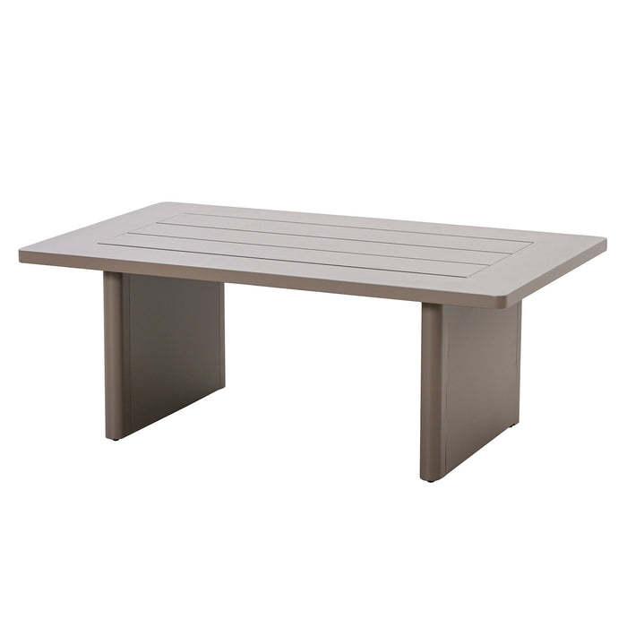 Metro Aluminium 3 Seat Garden Sofa Set with Armchairs & Rectangular Coffee Table - Caf Almond