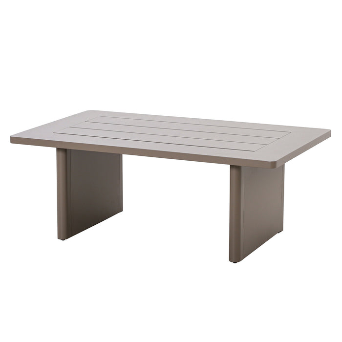 Metro Aluminium 3 Seat Garden Sofa Set with Armchairs & Rectangular Coffee Table - Caf Almond