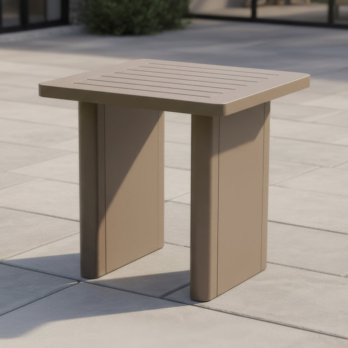 Metro Aluminium Square Garden Side Table - CafÃ© Almond