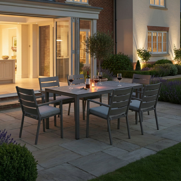 Montreal Aluminium 6 Seat Rectangular Garden Dining Set - Cool Linen