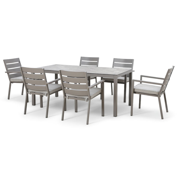 Montreal Aluminium 6 Seat Rectangular Garden Dining Set - Cool Linen