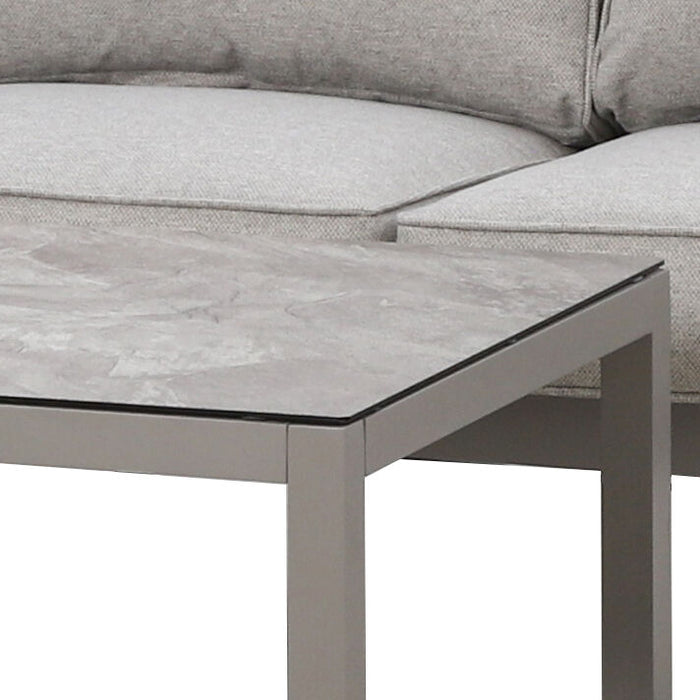 Montreal Aluminium 3 Seat Garden Sofa Set with Rectangular Coffee Table - Cool Linen