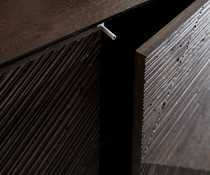 Sideboard Tereos 200cm Ash Wood Dark Brown 4 Doors Acryl Feet