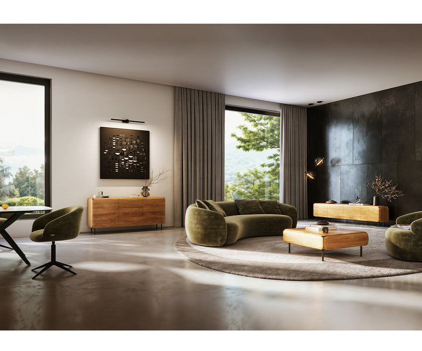 TV Stand Shavani 220cm 4 Doors Acacia Wood Natural 4 Legs Black