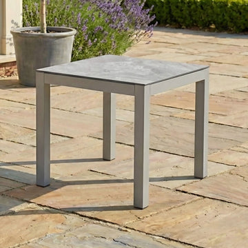 Montreal Aluminium Square Garden Side Table - Cool Linen