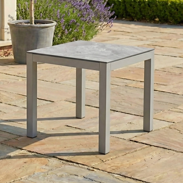Montreal Aluminium Square Garden Side Table - Cool Linen