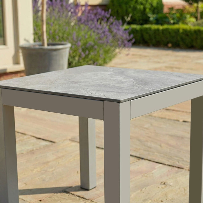 Montreal Aluminium Square Garden Side Table - Cool Linen