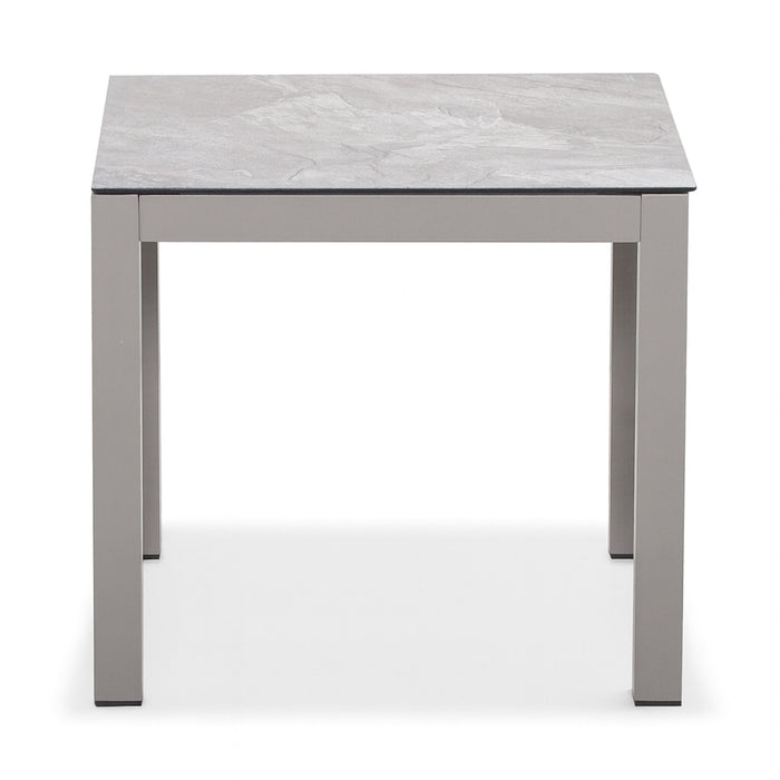 Montreal Aluminium Square Garden Side Table - Cool Linen